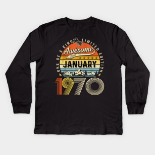 Awesome Since January 1970 Vintage 53rd Birthday Kids Long Sleeve T-Shirt